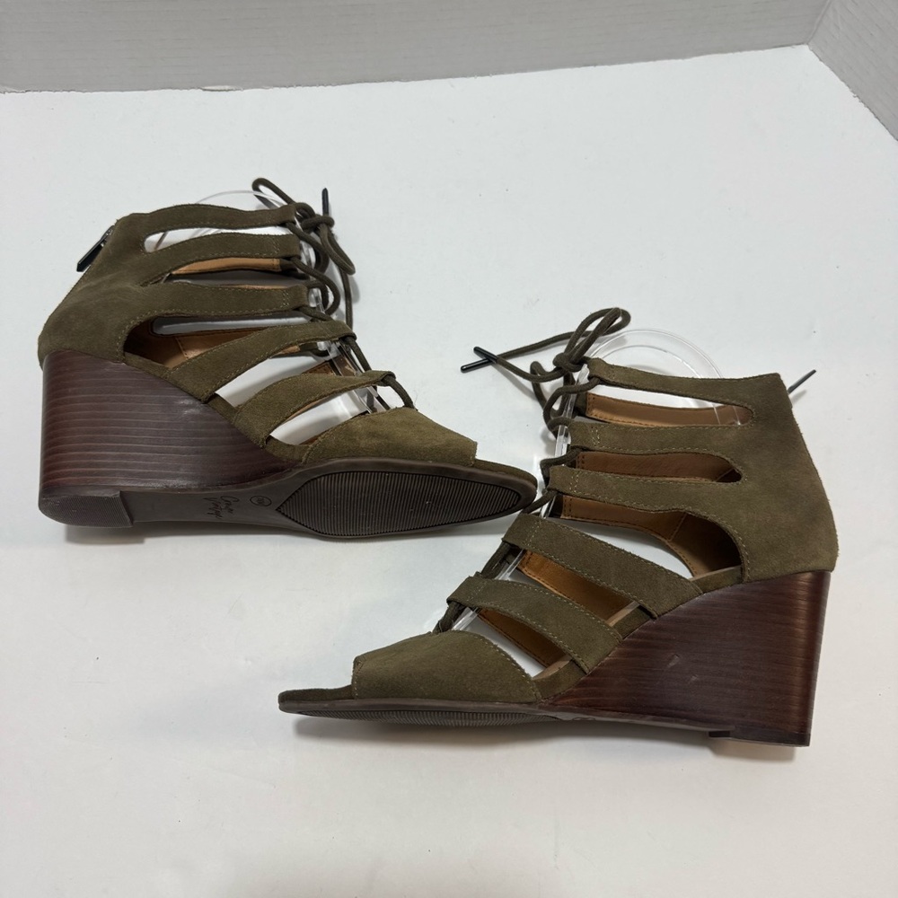 Crown Vintage Khaki Wedge Sandals
